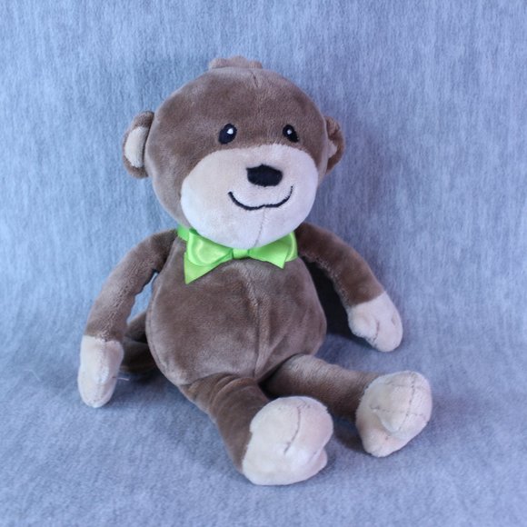 Carter's MONKEY‎ 10" Floppy Lovey Animal Plush Toy Stuffed Brown Tan Green Bow - Picture 4 of 5